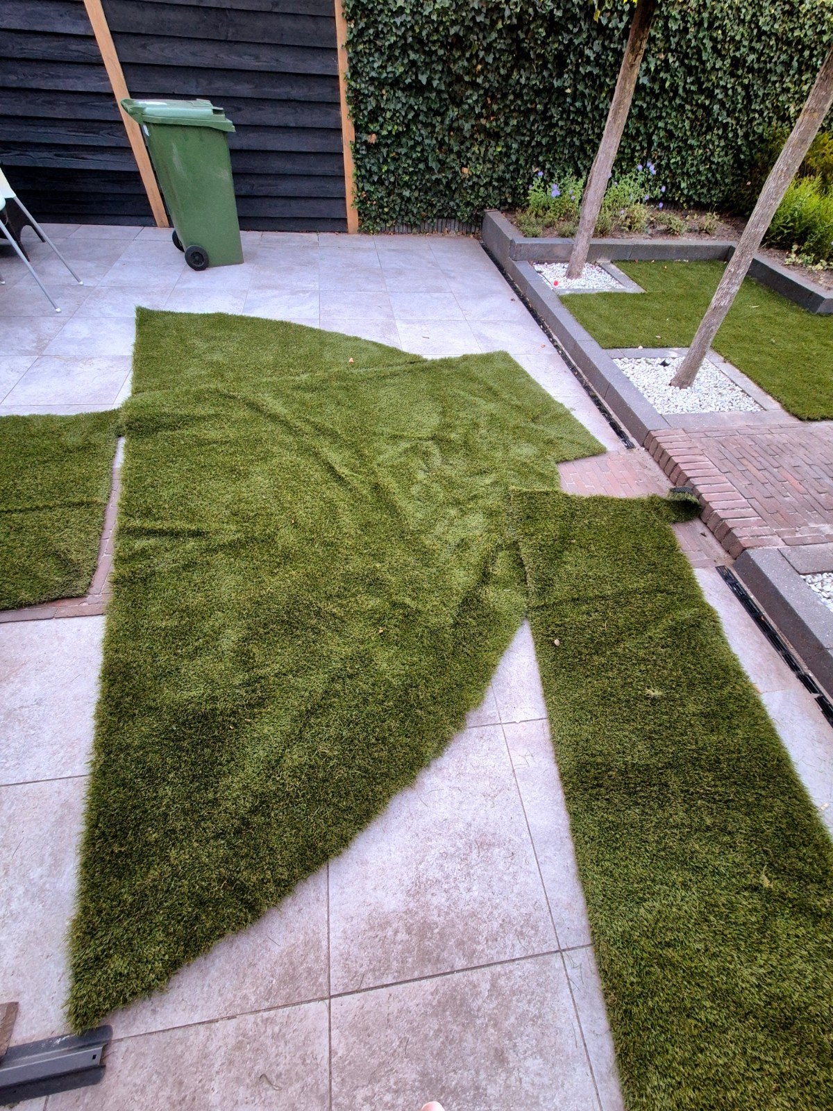 Kunstgras restanten - 5 stukken, 4 cm hoog, Ophalen, Zo goed als nieuw, 10 tot 20 m², Kunstgras