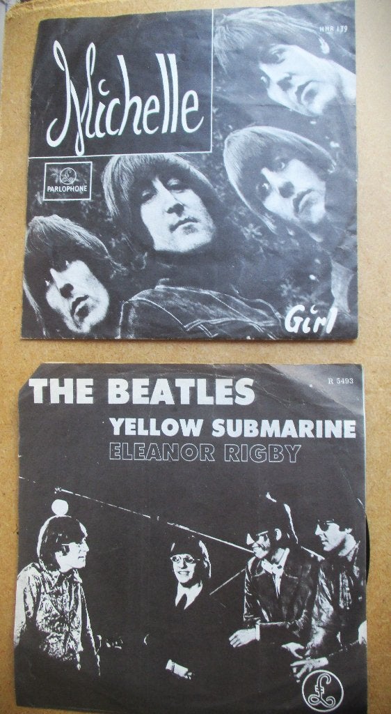 Beatles~Michelle en Yellow Submarine~2x Vinyl 1966~Originel, Gebruikt, 7 inch, Ophalen of Verzenden, Beschermende buitenhoes