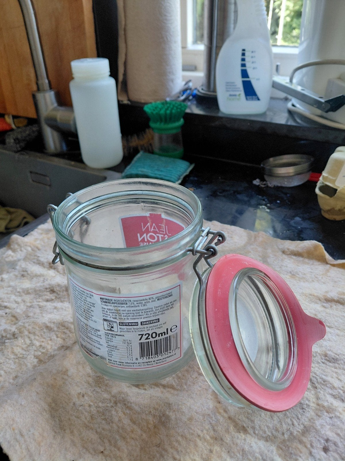 Glazen Weckpot met Beugelsluiting - 720ml, Voorraadpot, Ophalen of Verzenden, Gebruikt, Glas