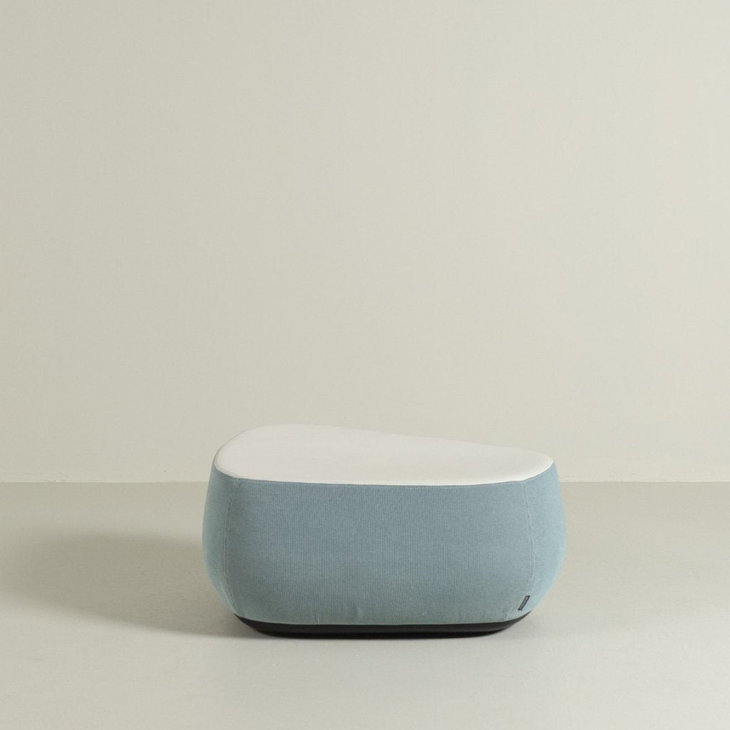 Moroso Fjord Poef Wit Leer/Blauw Stof