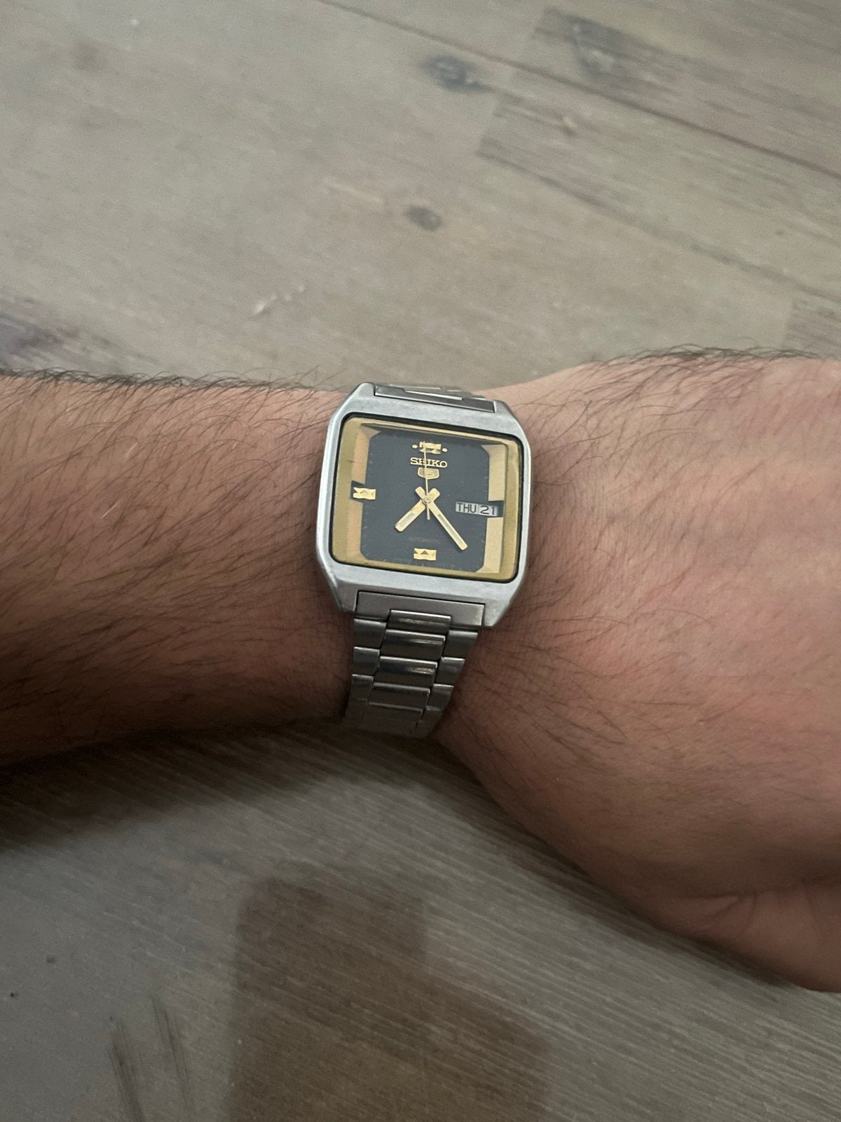 Vintage Seiko 5 Automatic TV Horloge - Staal met Dag/Datum, Seiko, Gebruikt, Staal, Polshorloge