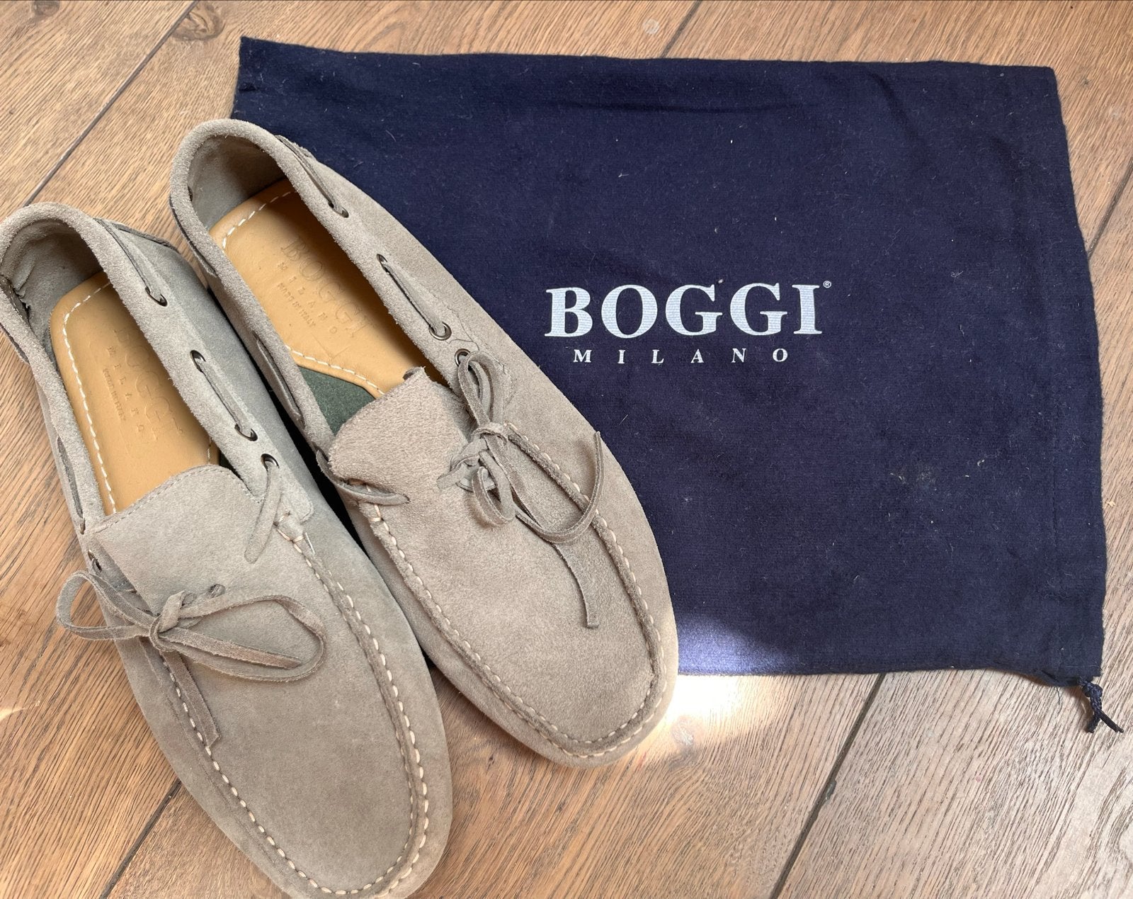 Boggi Milano suède loafers - Grijs - Maat 42, Loafers, Overige kleuren, Nieuw, Ophalen of Verzenden