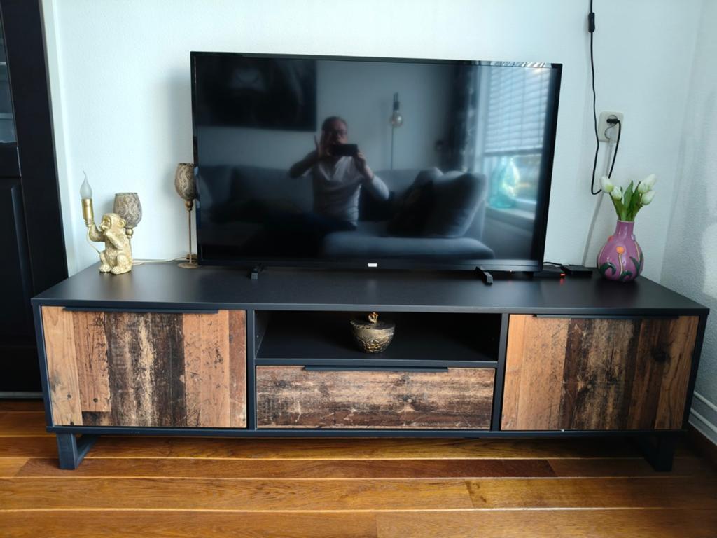 Industriële TV-meubel en Salontafel Set - Hout & Metaal, Huis en Inrichting, Kasten | Televisiemeubels, Overige houtsoorten, 100 tot 150 cm