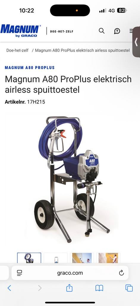 Verfmachine verf spuit te huur. € 129 per dag 450 per week, Ophalen, ,, Zo goed als nieuw, ,