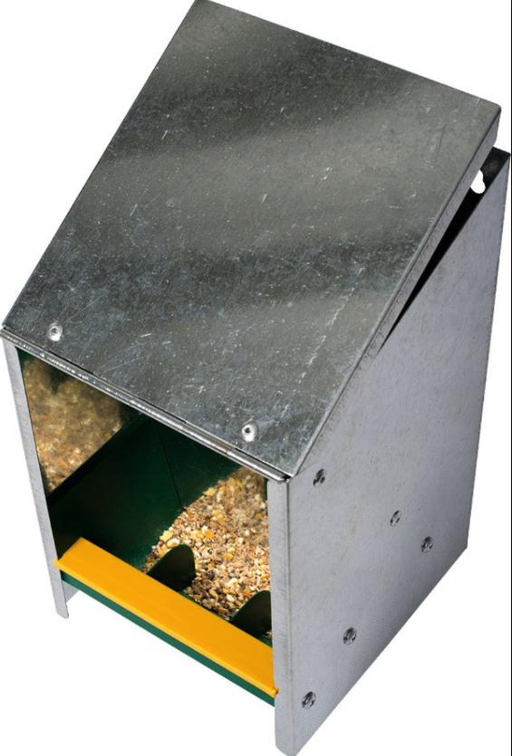 Voerbak verzinkt met schuine deksel 2.5 kg Olba, Ophalen of Verzenden, Nieuw, Kippenhok of Kippenren