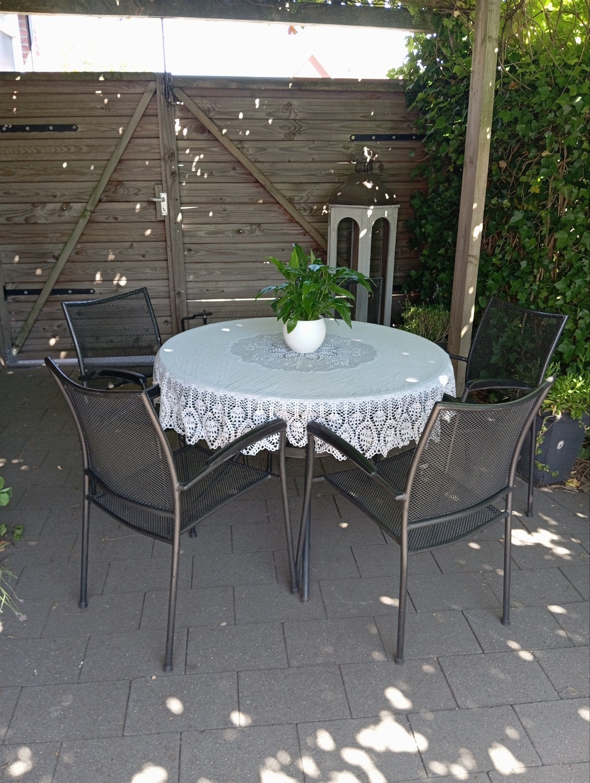 Tuinset met ronde tafel en 5 stoelen, Tuin en Terras, Tuinsets en Loungesets, Ophalen, Gebruikt, Tuinset, Eettafel