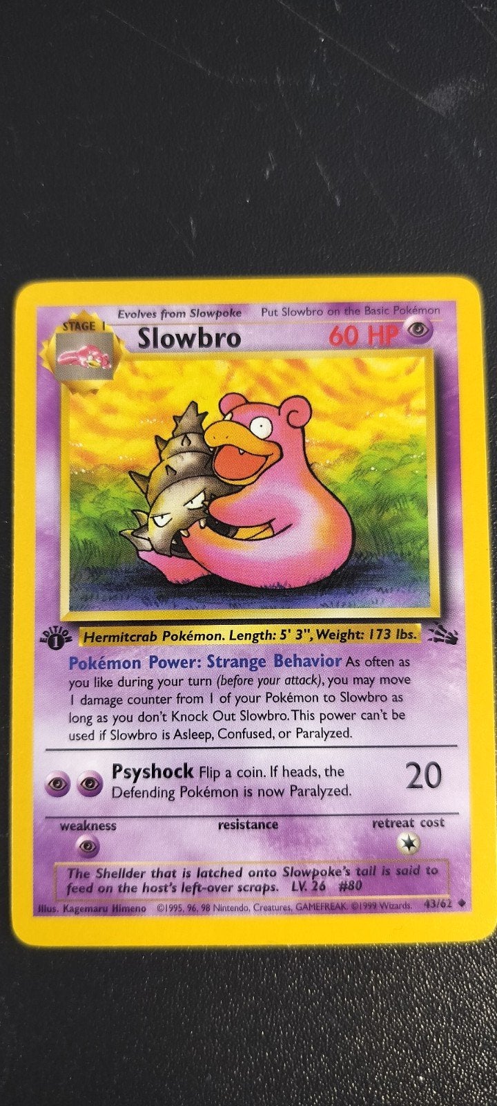 1st edition Fossil Slowbro, Ophalen of Verzenden, Zo goed als nieuw, Losse kaart