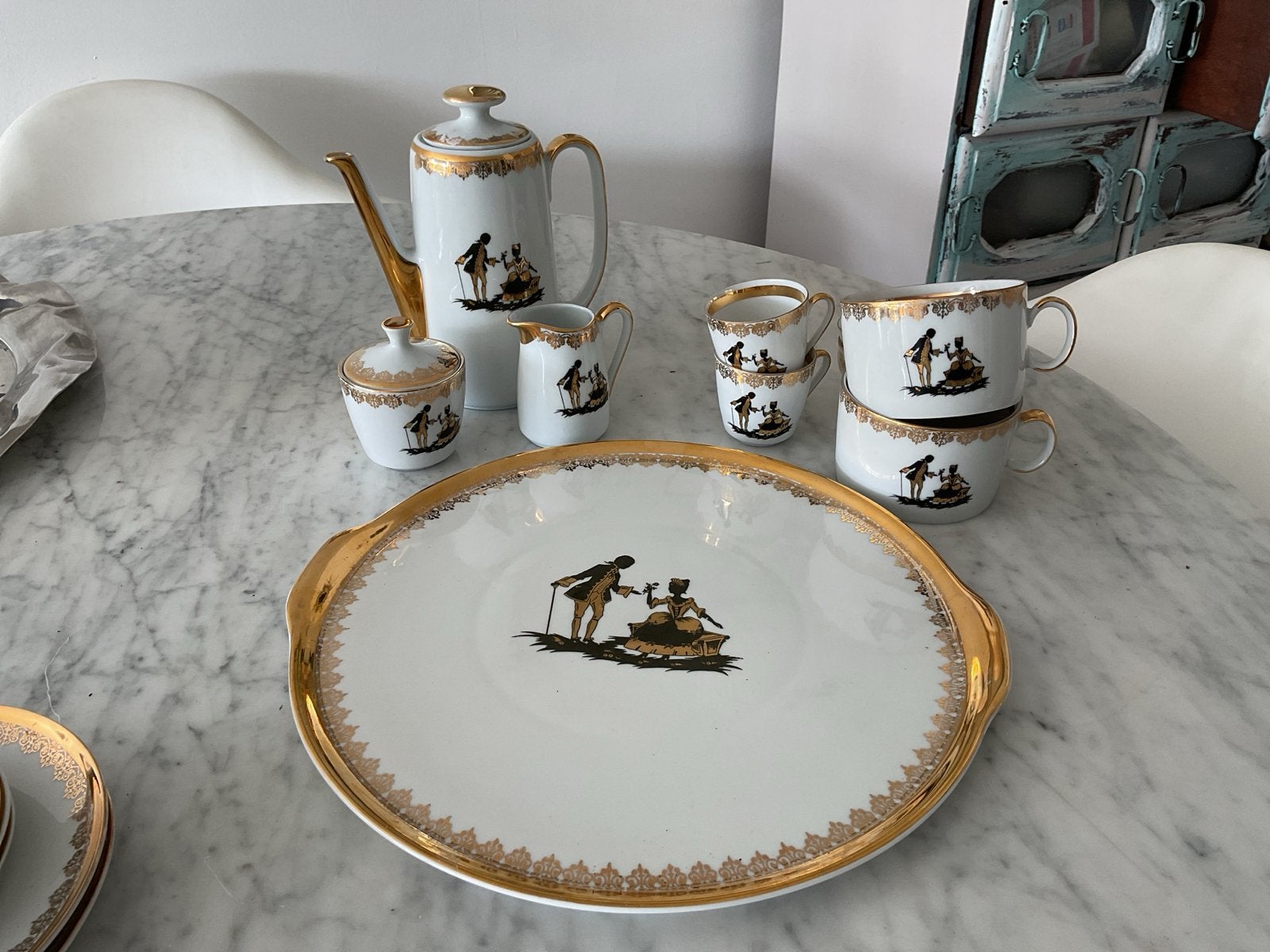 Vintage Limoges Koffieservies - Compleet en Onbeschadigd, Antiek en Kunst, Ophalen of Verzenden