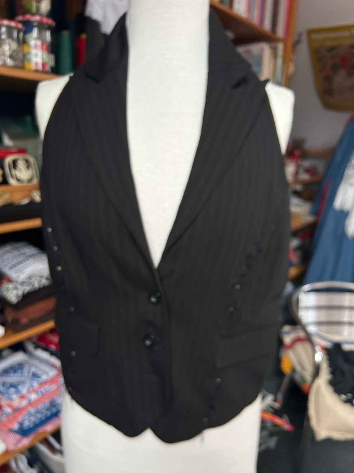 Dept herenstijl  Vestje - Zwart met Pinstripe en Pailletten, Ophalen of Verzenden, Gedragen