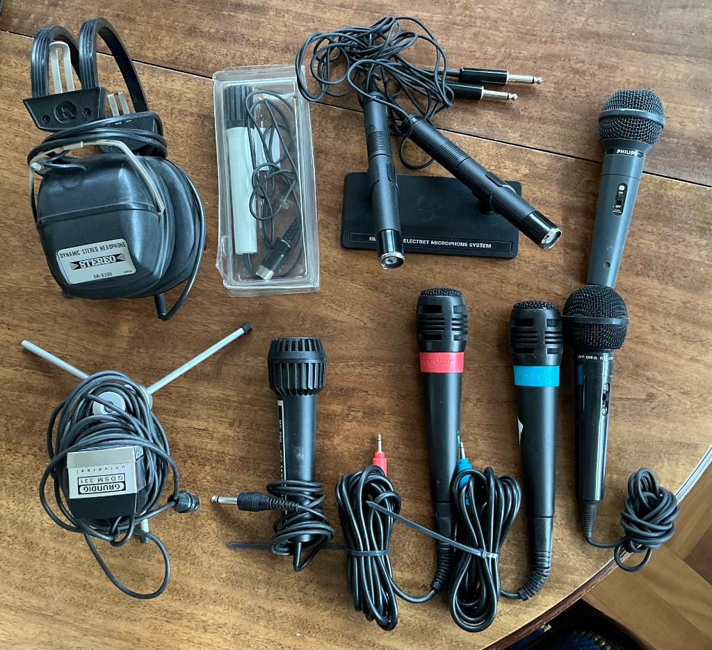 Grundig, Sennheiser, Philips; div vintage microfoons, Ophalen of Verzenden, Gebruikt, Overige typen
