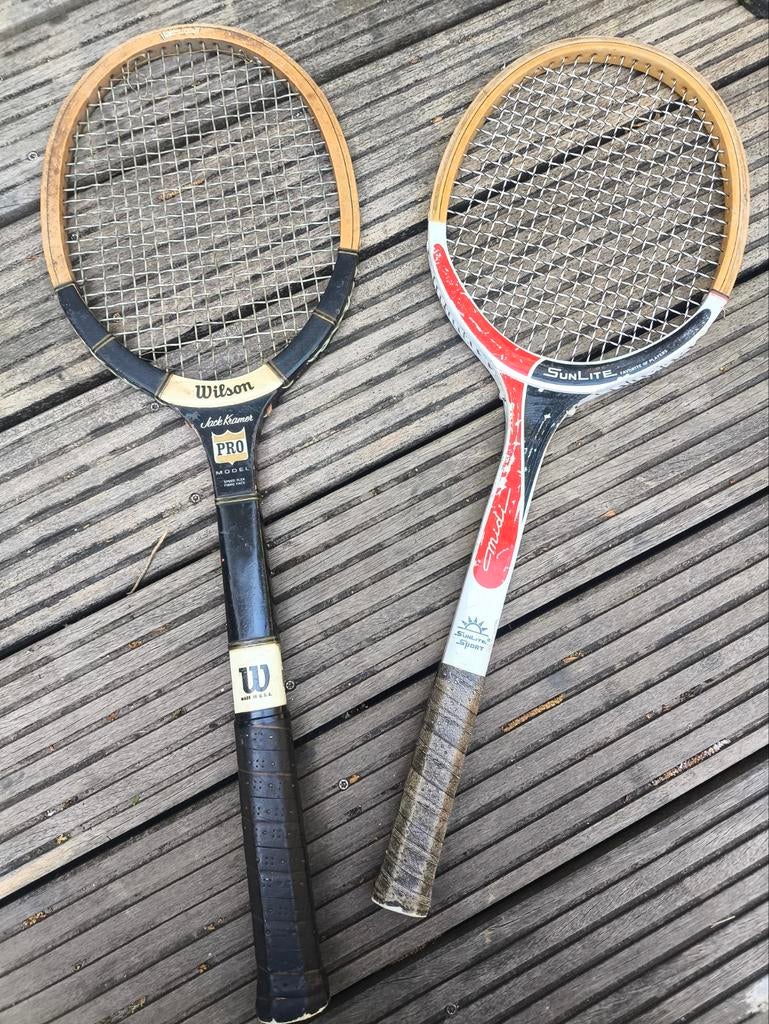 Houten tennisrackets: Wilson Jack Kramer Pro & Sunlite, Sport en Fitness, Tennis, Ophalen of Verzenden, Gebruikt, Racket, Wilson