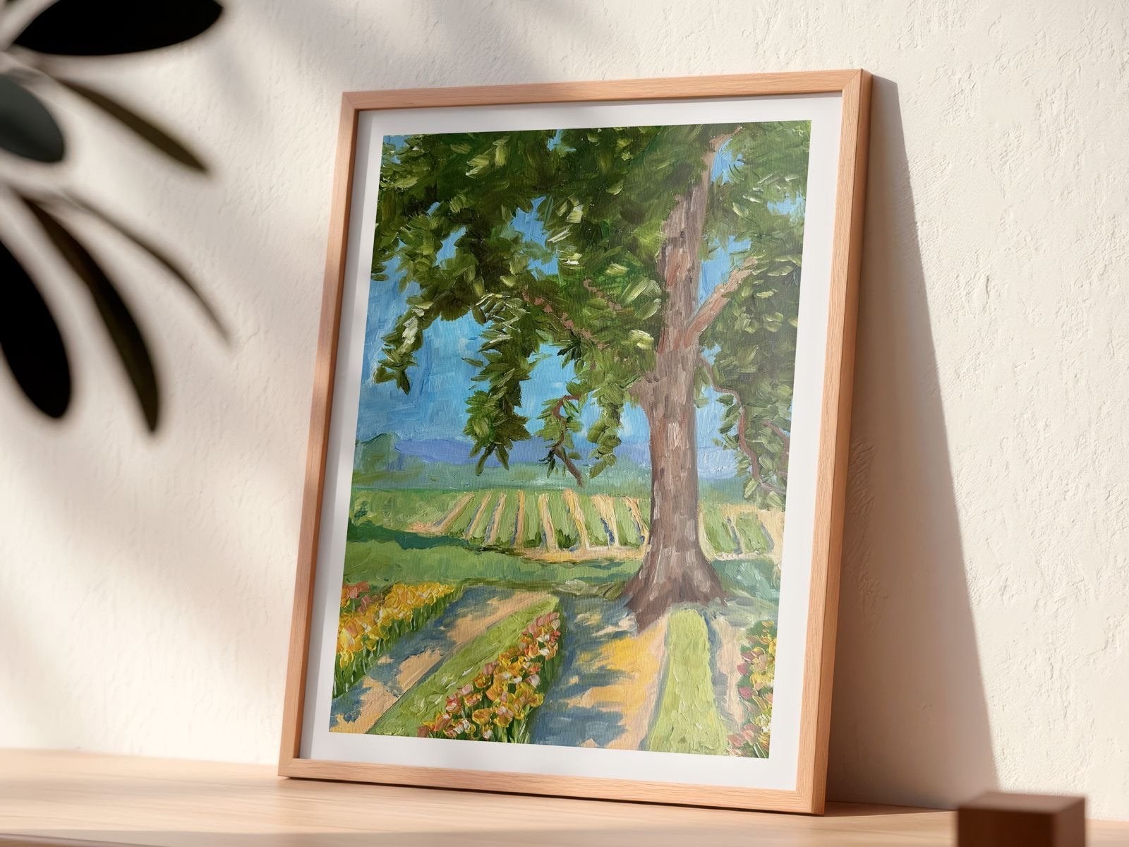 A4 Kunstprint Landschap met Boom - Hoge Kwaliteit Papier, Antiek en Kunst, Ophalen of Verzenden, Papier/karton, Print, Landschap