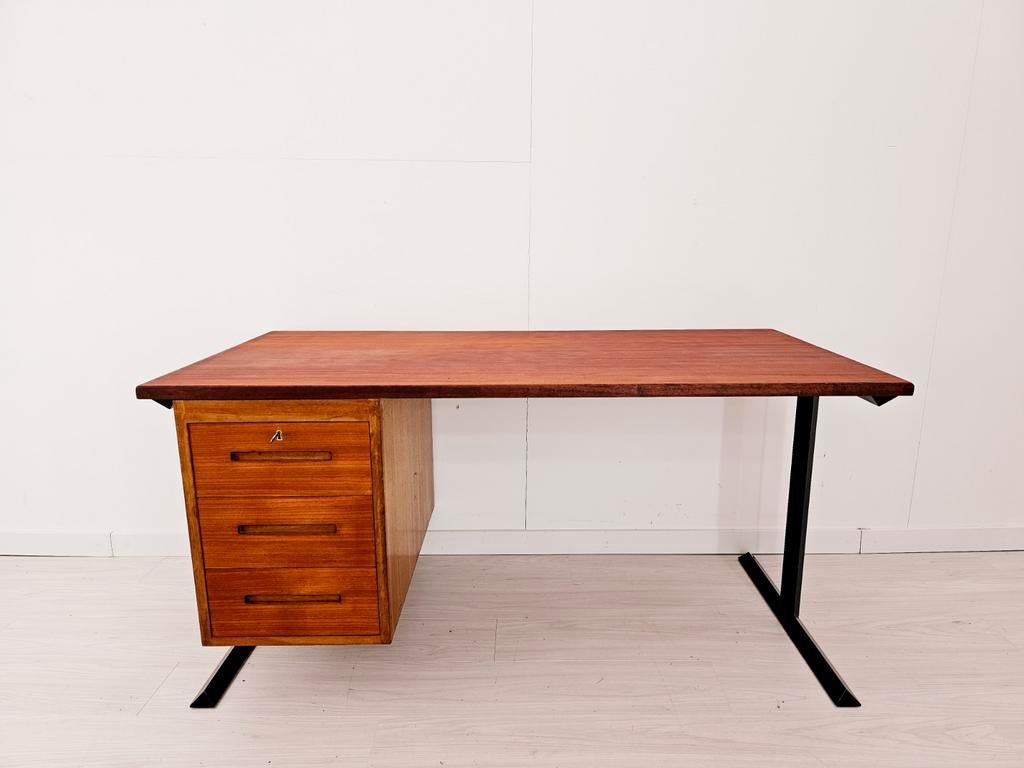 Vintage teak houten bureau, mid-century Deens design, Gebruikt, Scandinavisch, Bruin, Ophalen of Verzenden