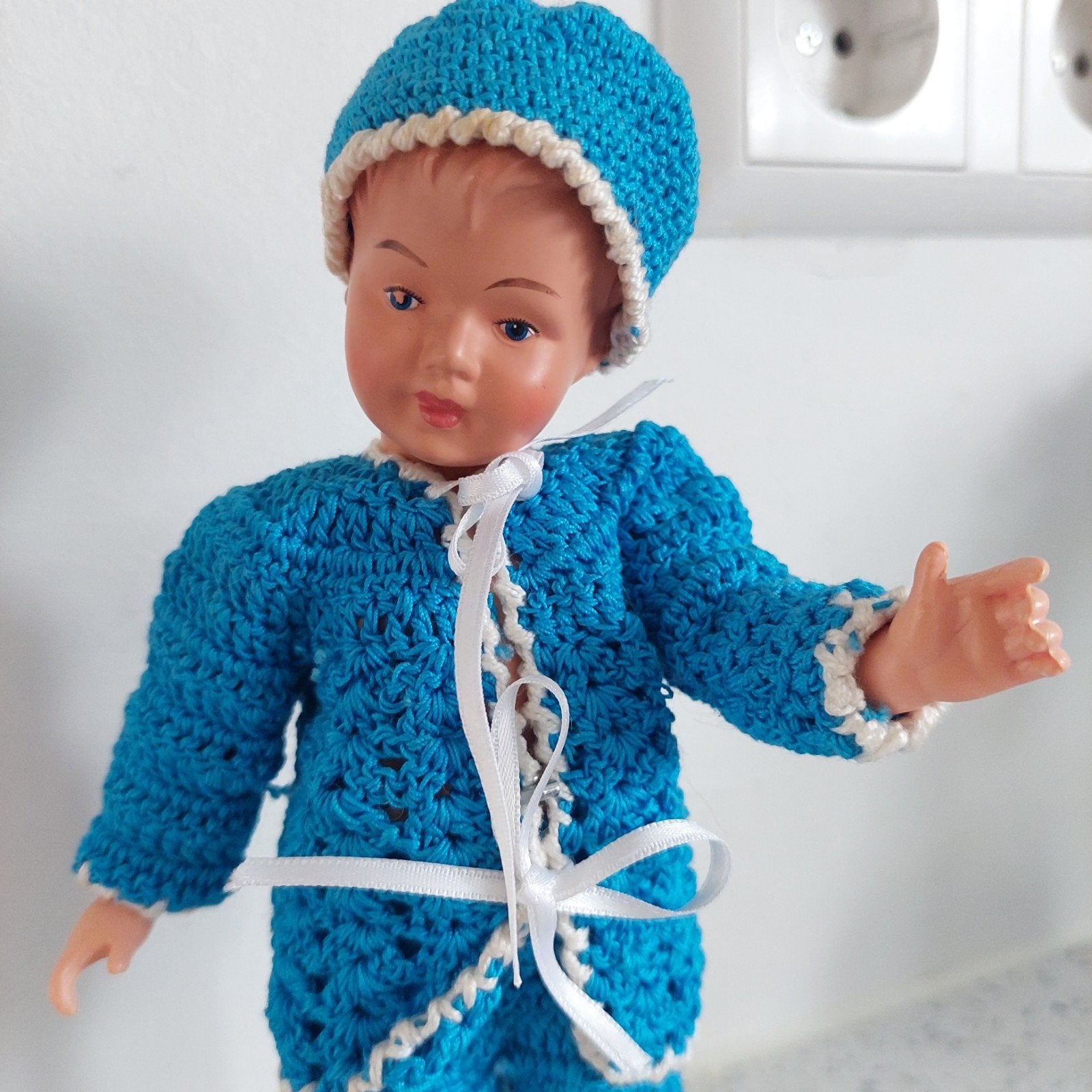 Vintage jaren '60 popje met leuke kleding, 20 cm, Verzamelen, Ophalen of Verzenden