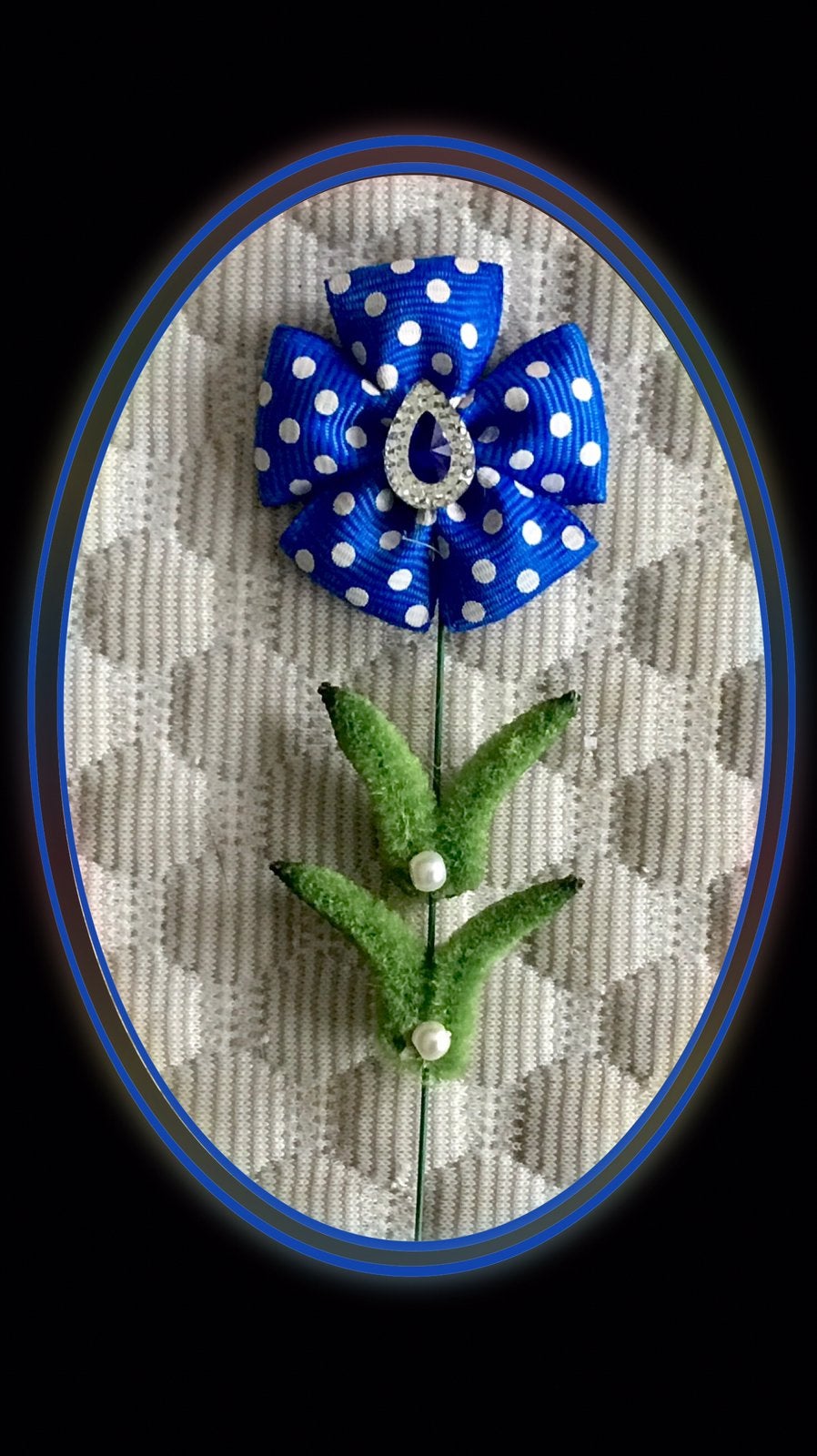 Blauwe bloem met stippen en strass steen 129 A, Verzenden, Nieuw, Overige thema's, Overige typen