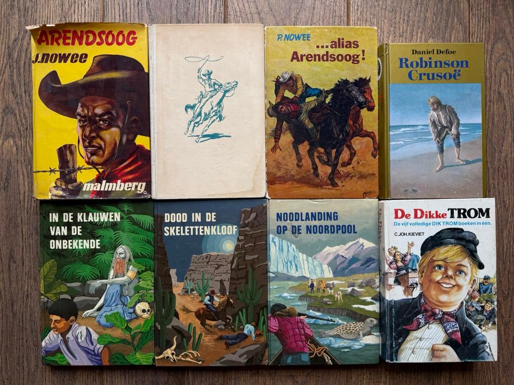 8 oude jeugdboeken Arendsoog Dik Trom Robinson Kranz, Ophalen, Gelezen, Fictie