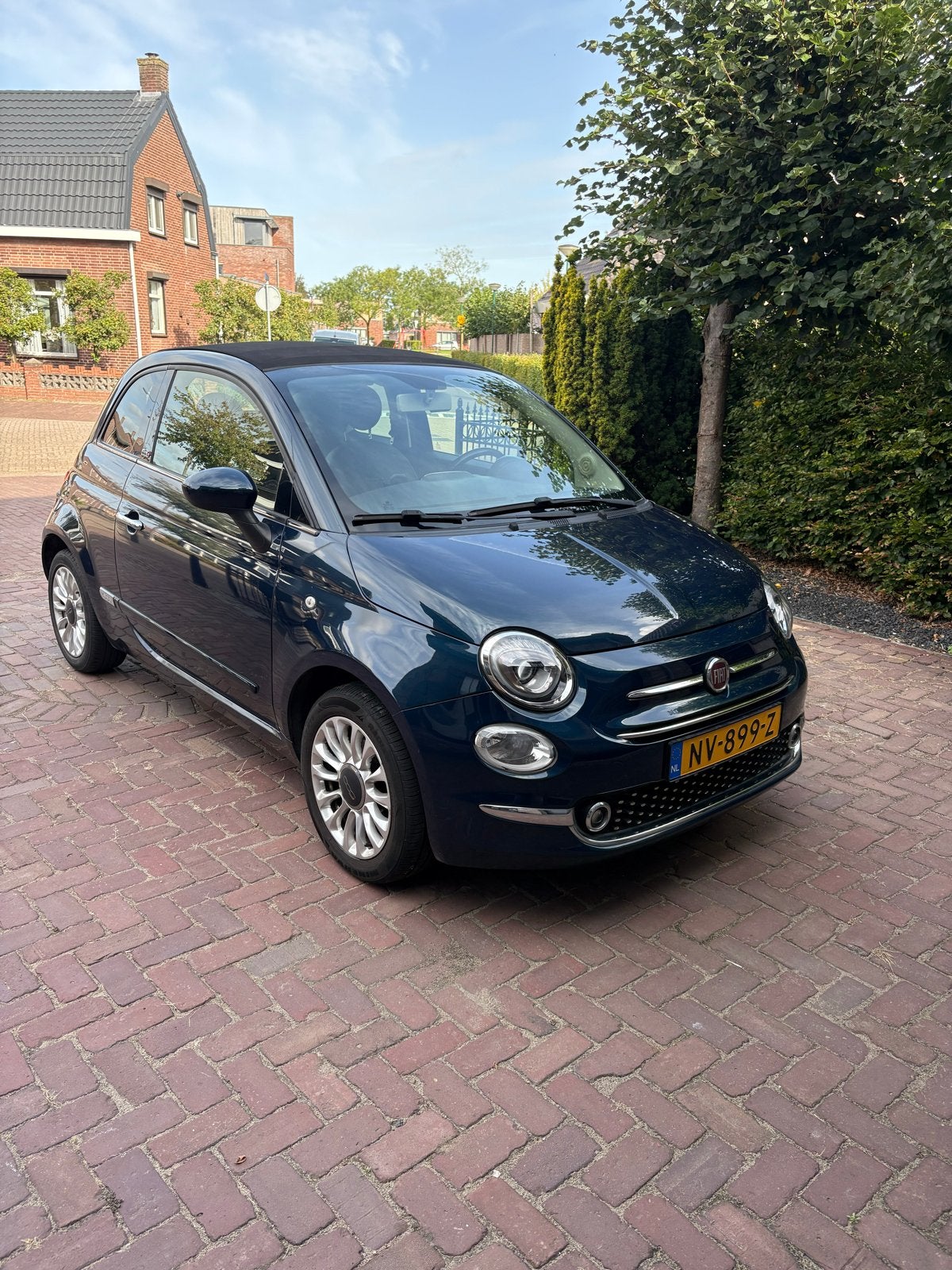 Fiat 500C 1.2 69pk 2016 Blauw, Auto's, Voorwielaandrijving, Stof, 4 cilinders, Cabriolet