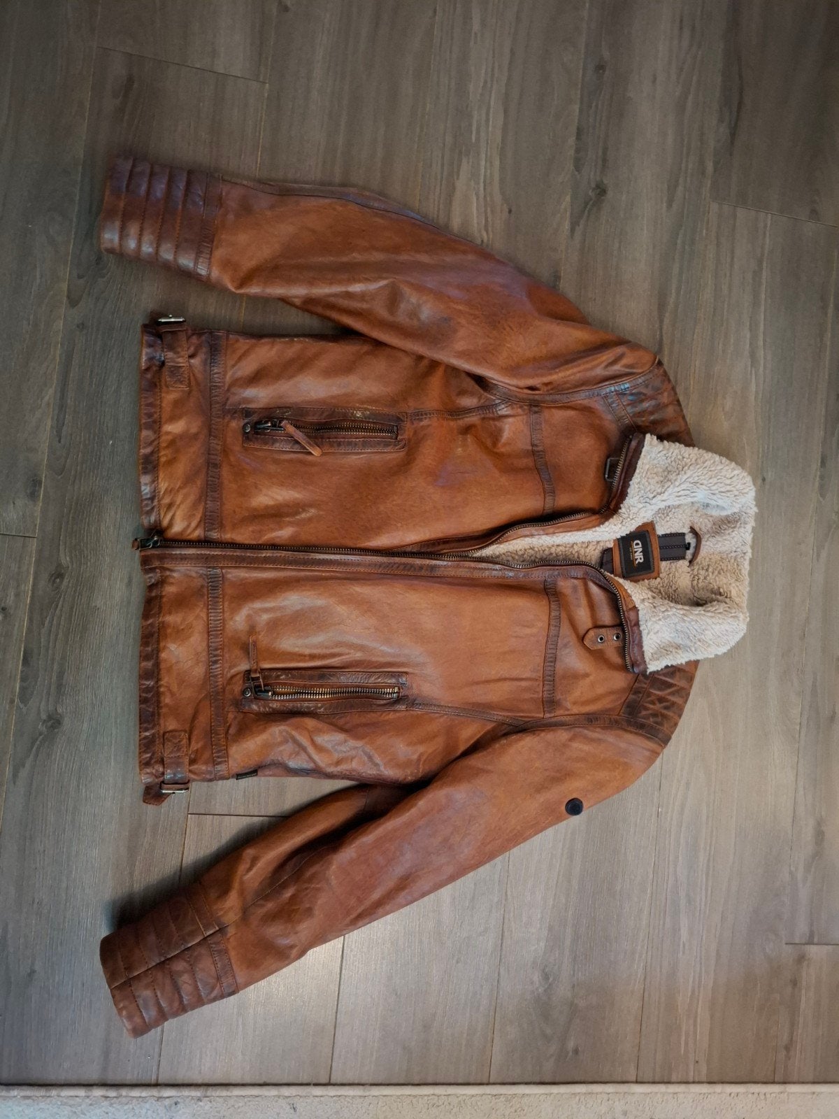 DNR Leren Jas Heren - Bruin, Maat L, Maat 52/54 (L), Bruin, Ophalen of Verzenden, Zo goed als nieuw