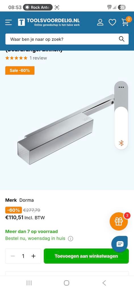 Dorma deurdranger zonder arm ts92g, Ophalen, Nieuw, Overige typen