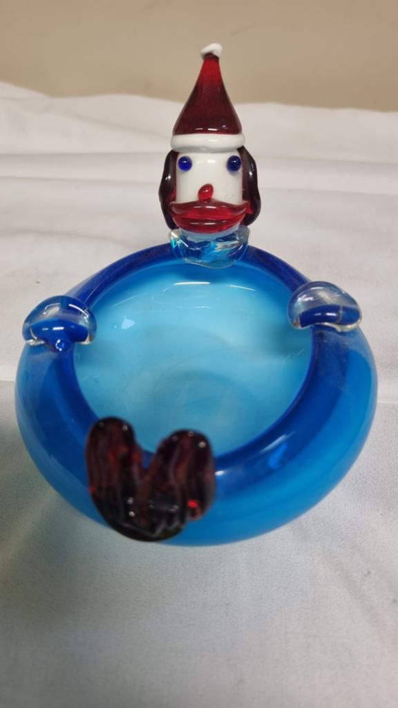 Mooie glazen asbak als clown - niet gebruikt, Ophalen of Verzenden, Zo goed als nieuw