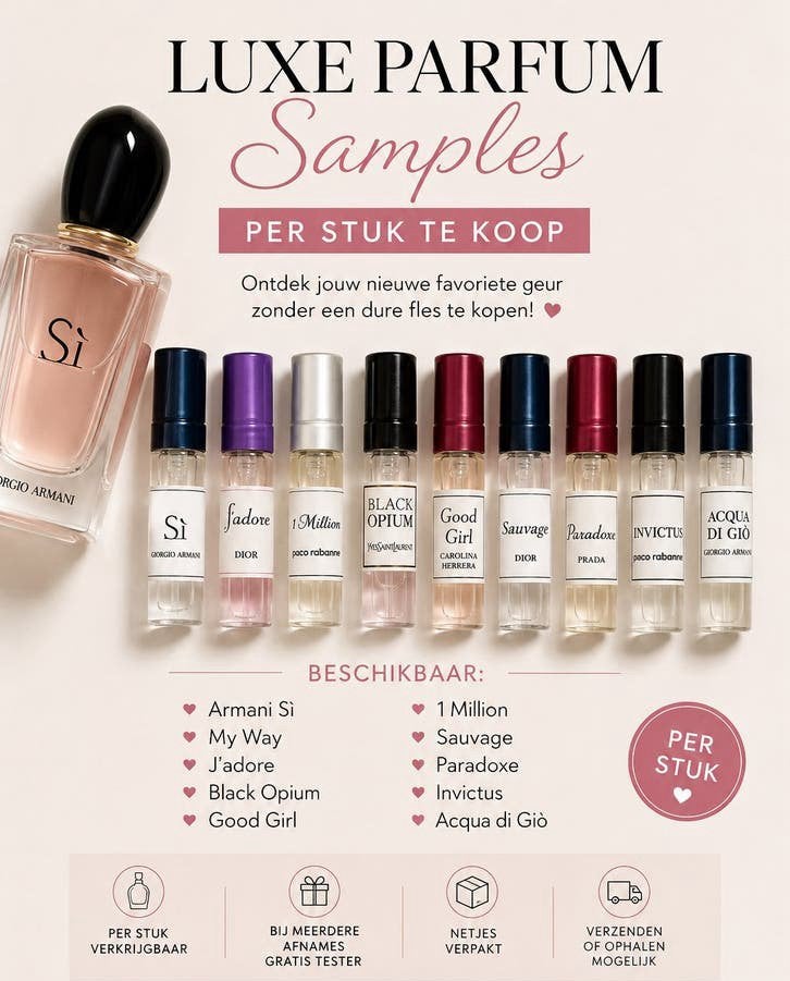 Luxe parfum niche samples per stuk, Ophalen of Verzenden, Nieuw