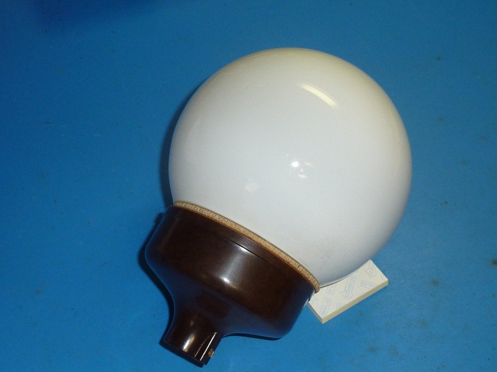 Vintage lamp bolletje, Gebruikt, Overige typen, Glas, Wit