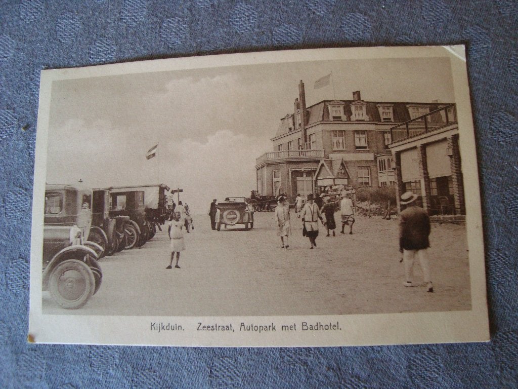 Kijkduin zeestraat autopark met badhotel, Ophalen of Verzenden, Voor 1920, Gelopen, Zuid-Holland