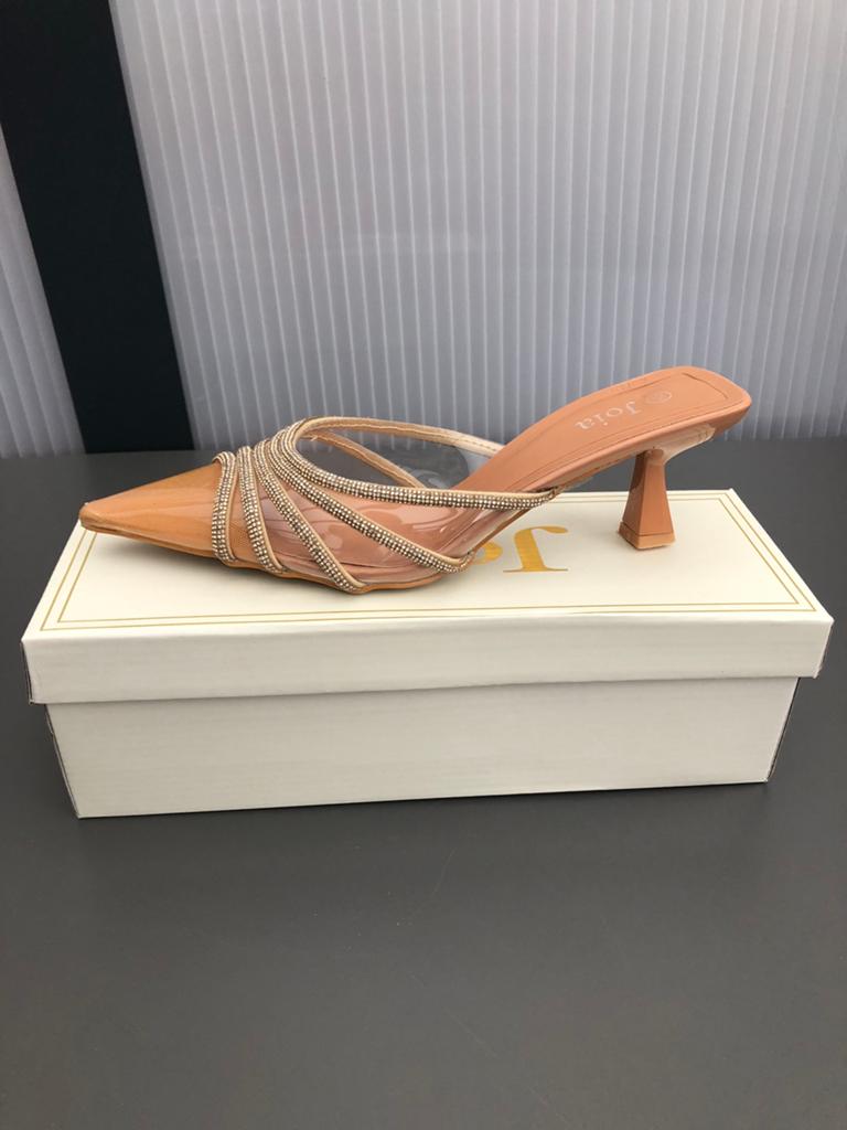 Elegante Dames Muiltjes met Strass Maat 38,39, Ophalen of Verzenden, Nieuw, Beige, Sandalen of Muiltjes