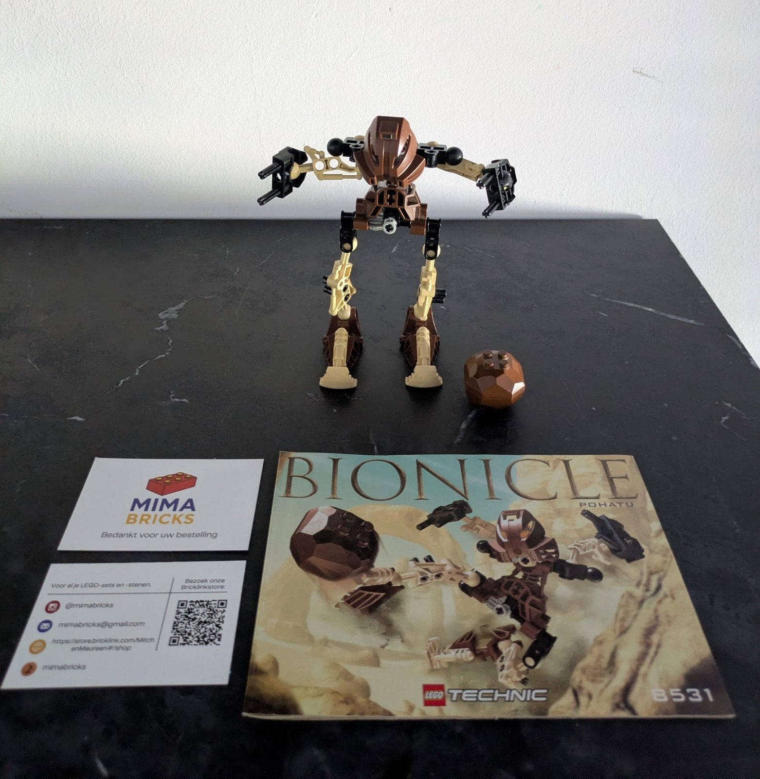 Lego Bionicle Pohatu 8531 Complete Set met instructies, Gebruikt, Bionicle, Lego, Ophalen of Verzenden