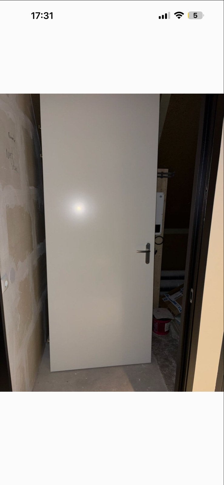 Svedex witte opdekdeur met stalen kozijn 90x230 incl klink, 80 tot 100 cm, 215 cm of meer, Binnendeur, Nieuw