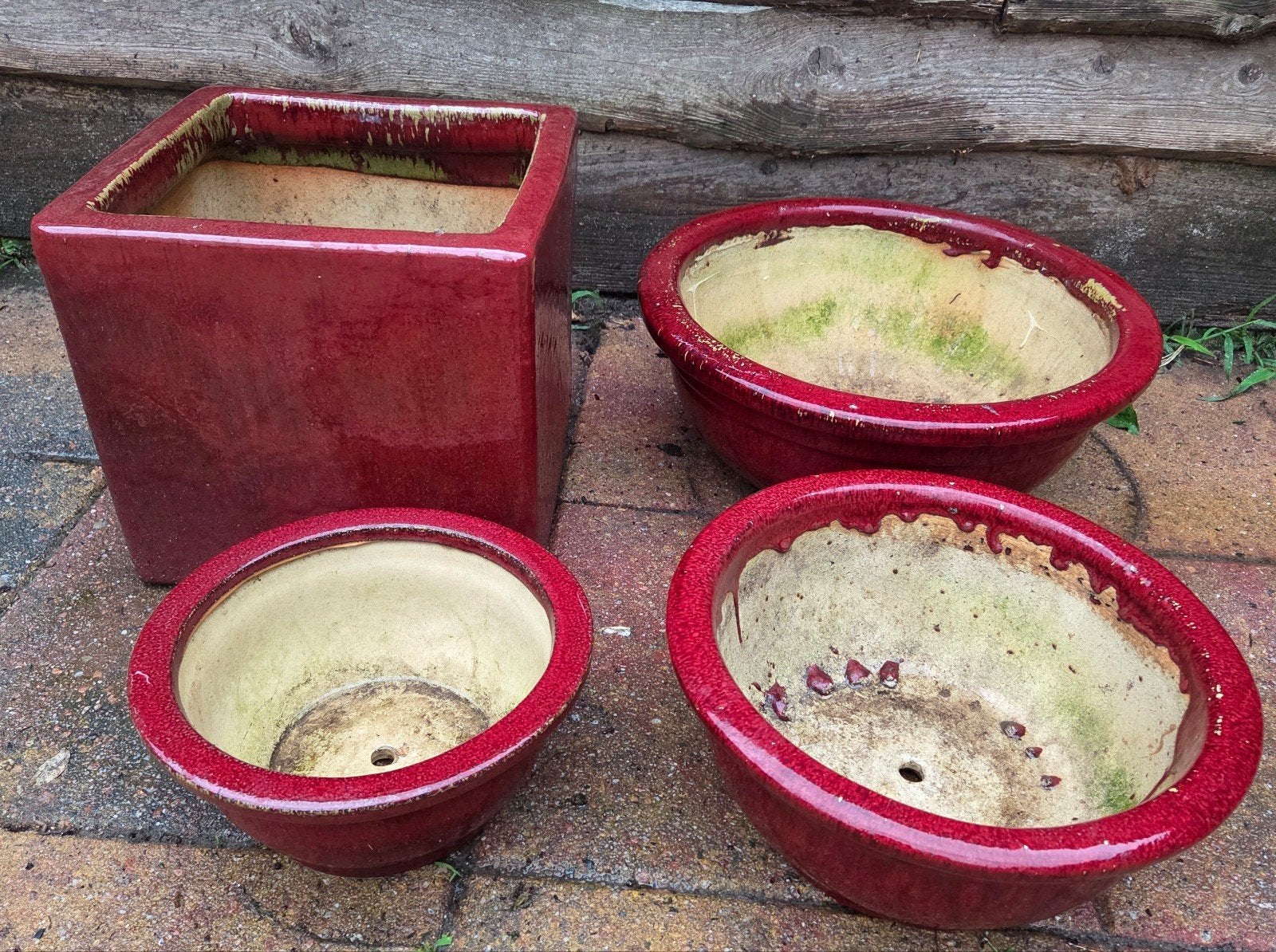 mooie set geglazuurde buiten potten bloempot, Ophalen, Gebruikt, Minder dan 40 cm, Overige vormen