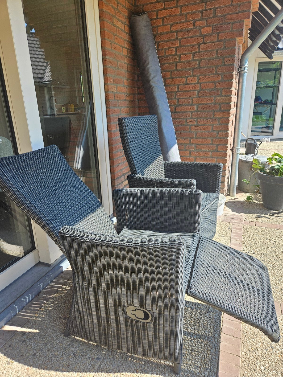 Verstelbare Wicker Tuinstoelen met Kussens, Tuin en Terras, Tuinstoelen, Ophalen of Verzenden, Zo goed als nieuw, Kunststof, Verstelbaar
