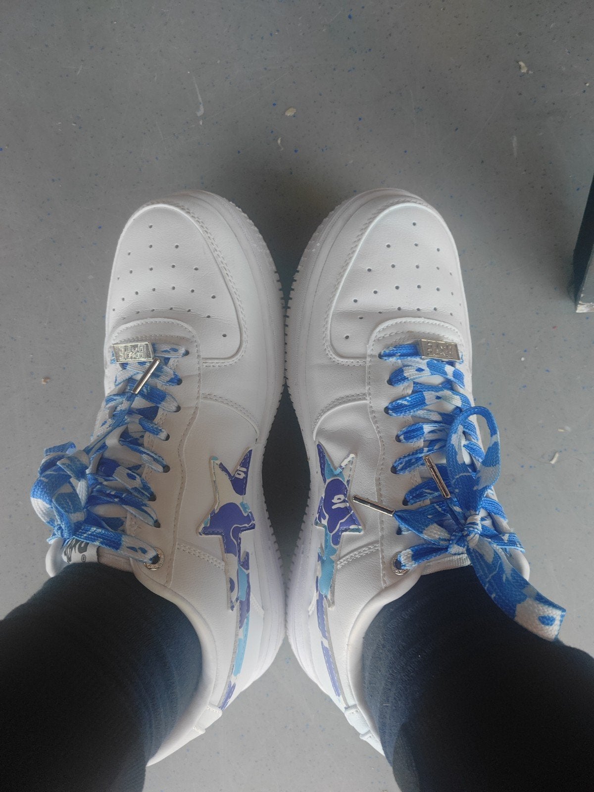 BAPE STA Sneakers Wit met blauw maat 42-43, Wit, Ophalen of Verzenden, BAPE, Sneakers of Gympen