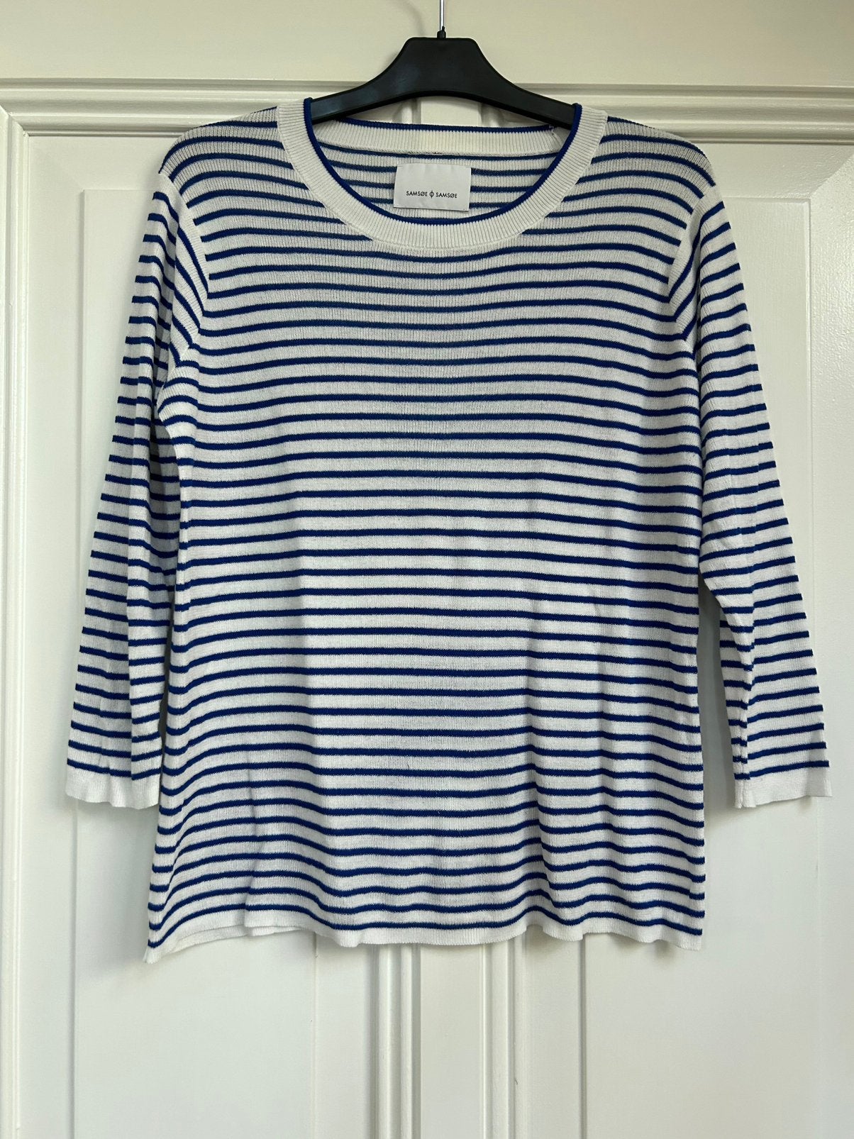 Samsoe Samsoe wit-blauw gestreepte dunne trui maat L, Kleding | Dames, Ophalen of Verzenden, Zo goed als nieuw, Maat 42/44 (L)