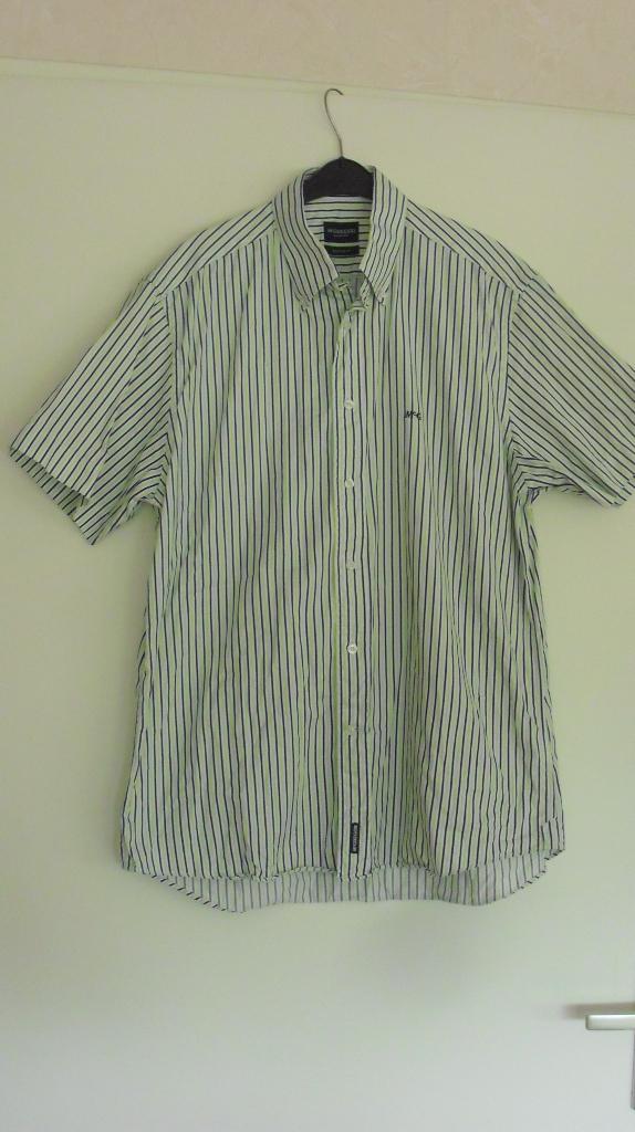 2 gestreepte Mc Gregor overhemden k-mouw maat large, Kleding | Heren, Overhemden, Zo goed als nieuw, Halswijdte 41/42 (L), Verzenden