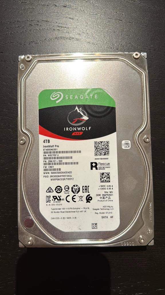 Seagate Ironwolf 4 TB NAS 3,5 inch interne harde schijf, Intern, Ophalen of Verzenden, Zo goed als nieuw, Desktop