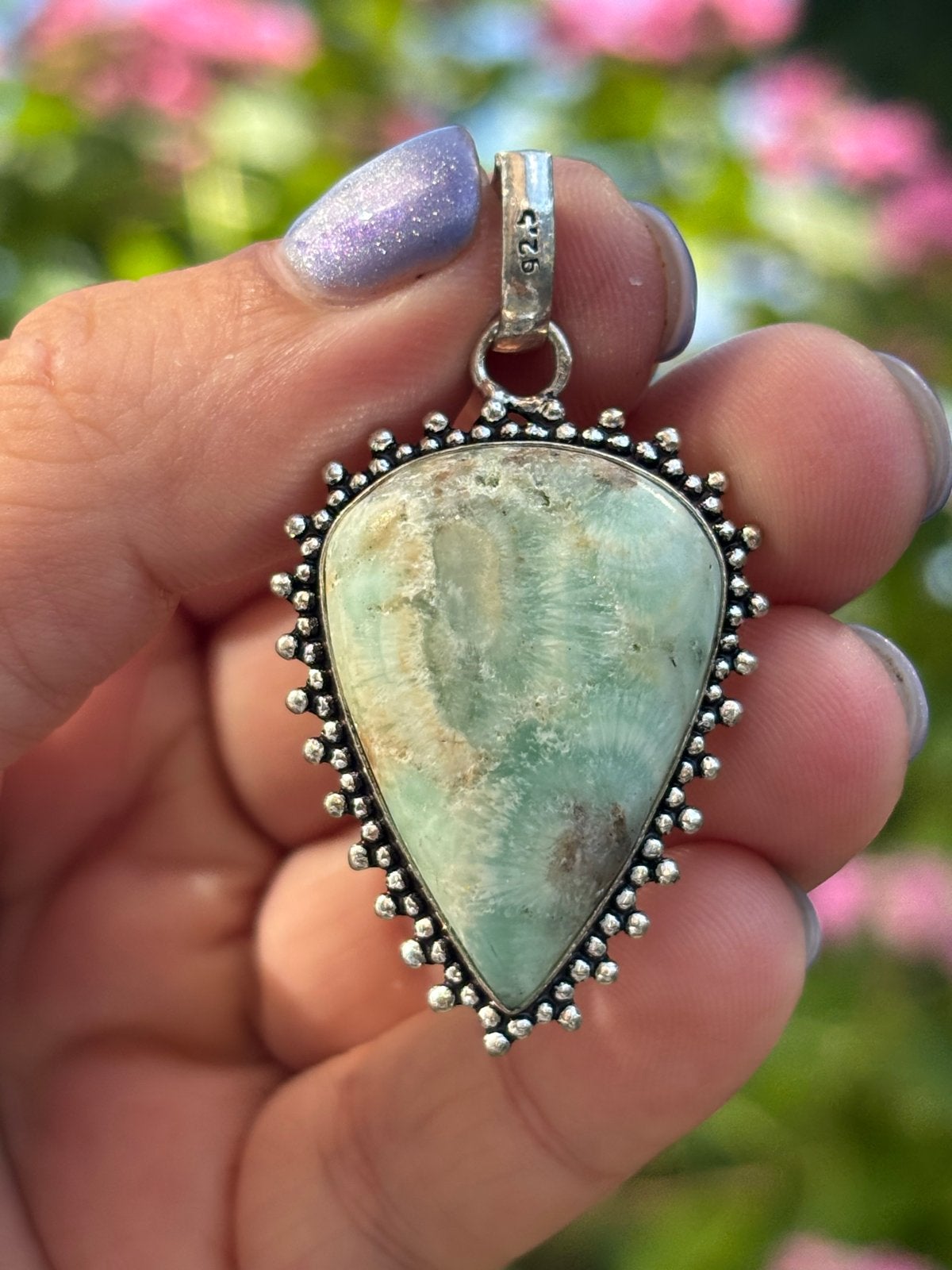 Larimar Edelsteenhanger Zeldzame Edelstenen Sieraden Hanger, Overige voorstellingen, Nieuw, Ophalen of Verzenden, Steen of Mineraal