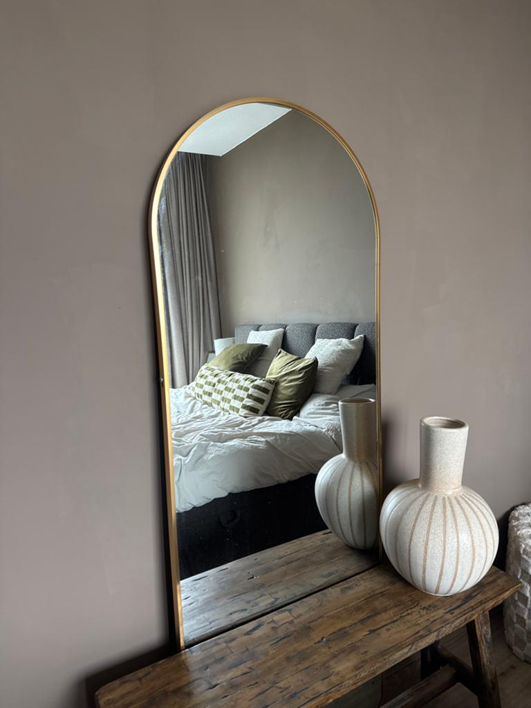 Gouden Ovale Staande Spiegel 160x60 cm, Huis en Inrichting, Woonaccessoires | Spiegels, Ophalen, Gebruikt, 50 tot 75 cm, 150 tot 200 cm