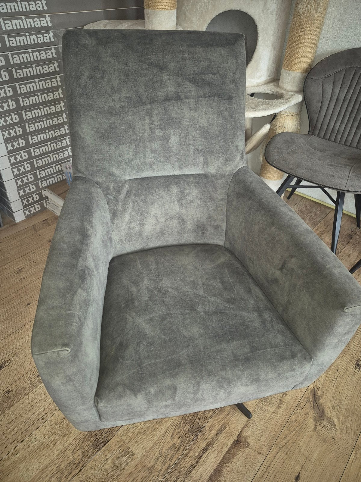 2 groen velourse draai fauteuils, Ophalen, Minder dan 75 cm, 50 tot 75 cm