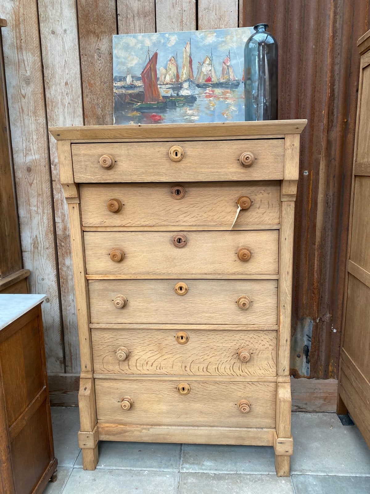 Mooie Frans eiken chiffoniere hoge ladekast, Ophalen