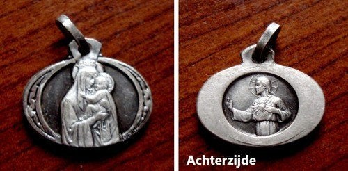 Oud christelijk verzilverd medailletje met Jezus en Maria, Verzenden, Overige materialen, Buitenland