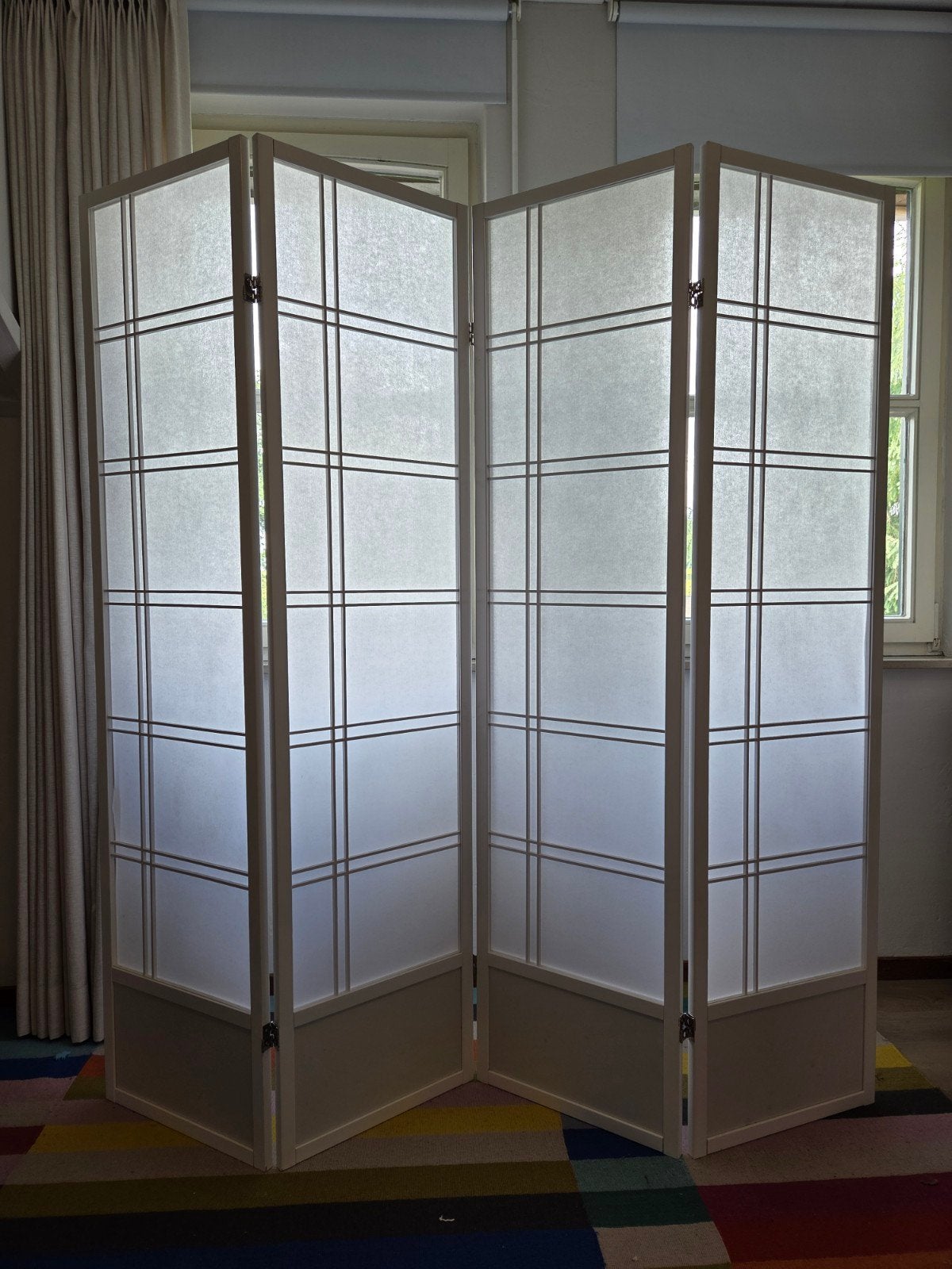 Japans Kamerscherm Wit - 4 panelen - Shoji stijl - 176 x 180, Ophalen, Zo goed als nieuw