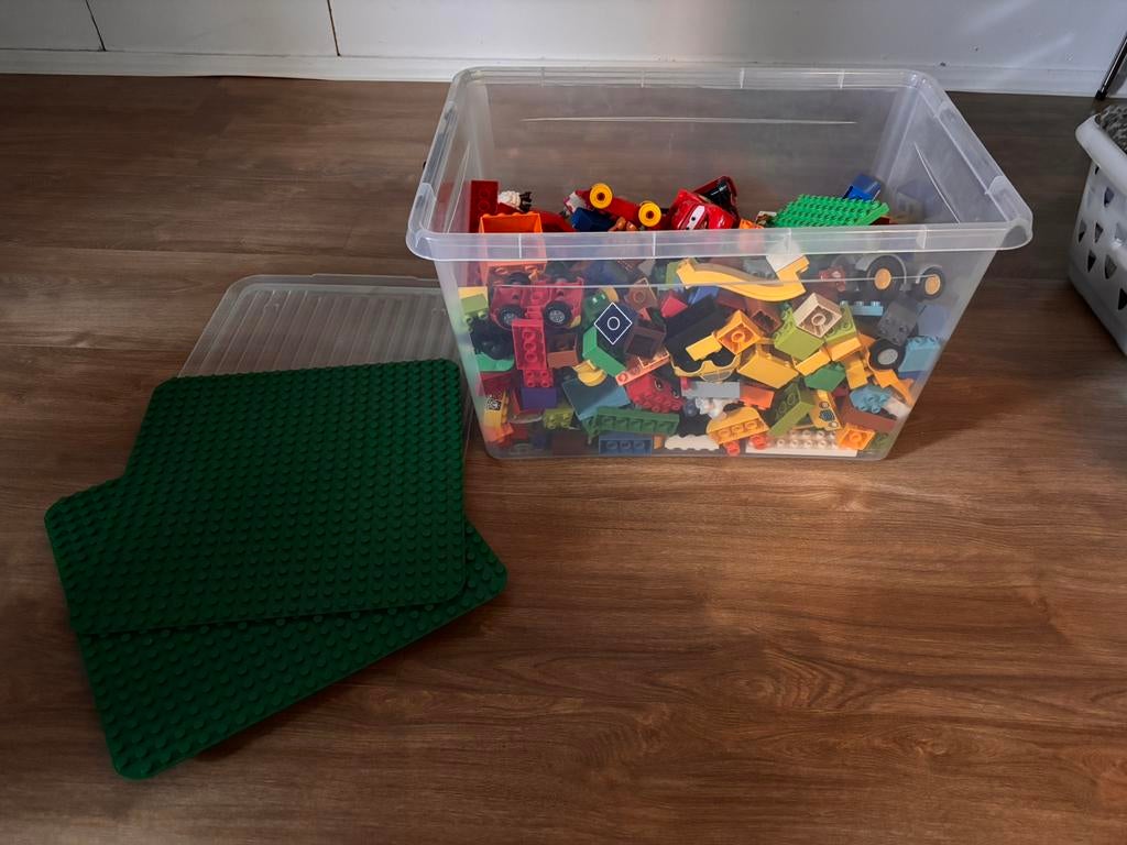 LEGO Duplo bak vol, met bouwplaten, Ophalen, Zo goed als nieuw, Losse stenen, Duplo