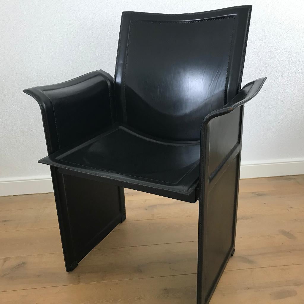 1 Matteo Grassi MatteoGrassi Korium design stoel leer, Ophalen, Gebruikt, Zwart, Leer