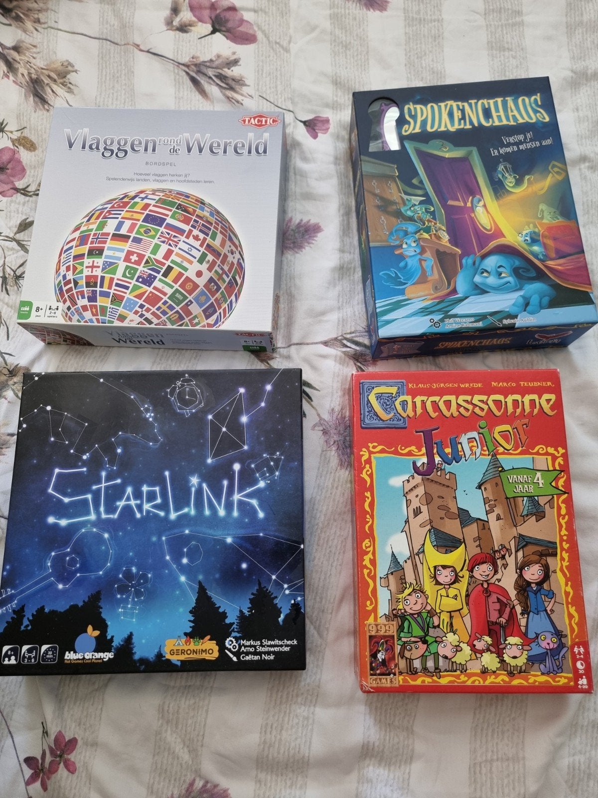 Bordspellen set: Vlaggen, Starlink, Spokenchaos, Carcassonne, Ophalen of Verzenden