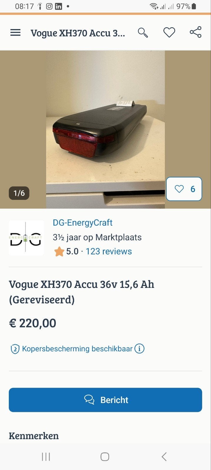Apollo Accu Vogue 36V Nieuw Type - Gereviseerd, Ophalen of Verzenden