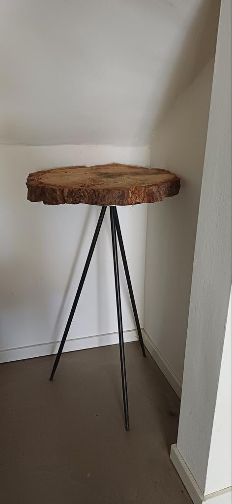 Unieke hoge tafel met boomstam blad, Ophalen, Zo goed als nieuw