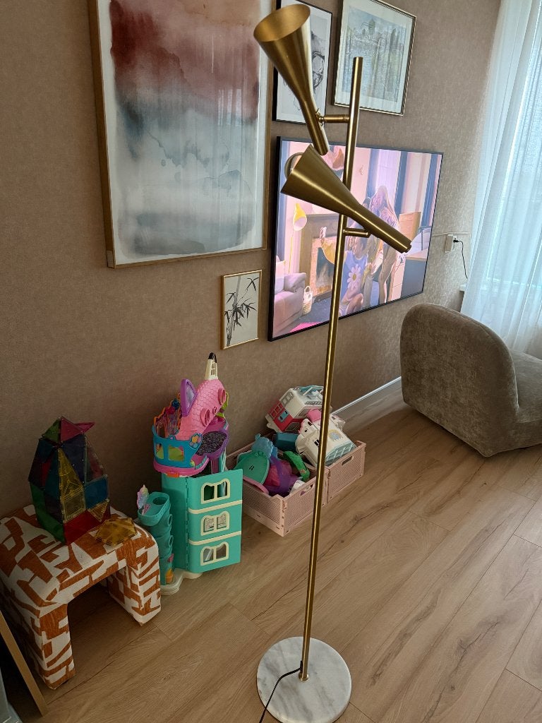 Messing kleur lamp met echt marmeren voet, Antiek en Kunst, Ophalen