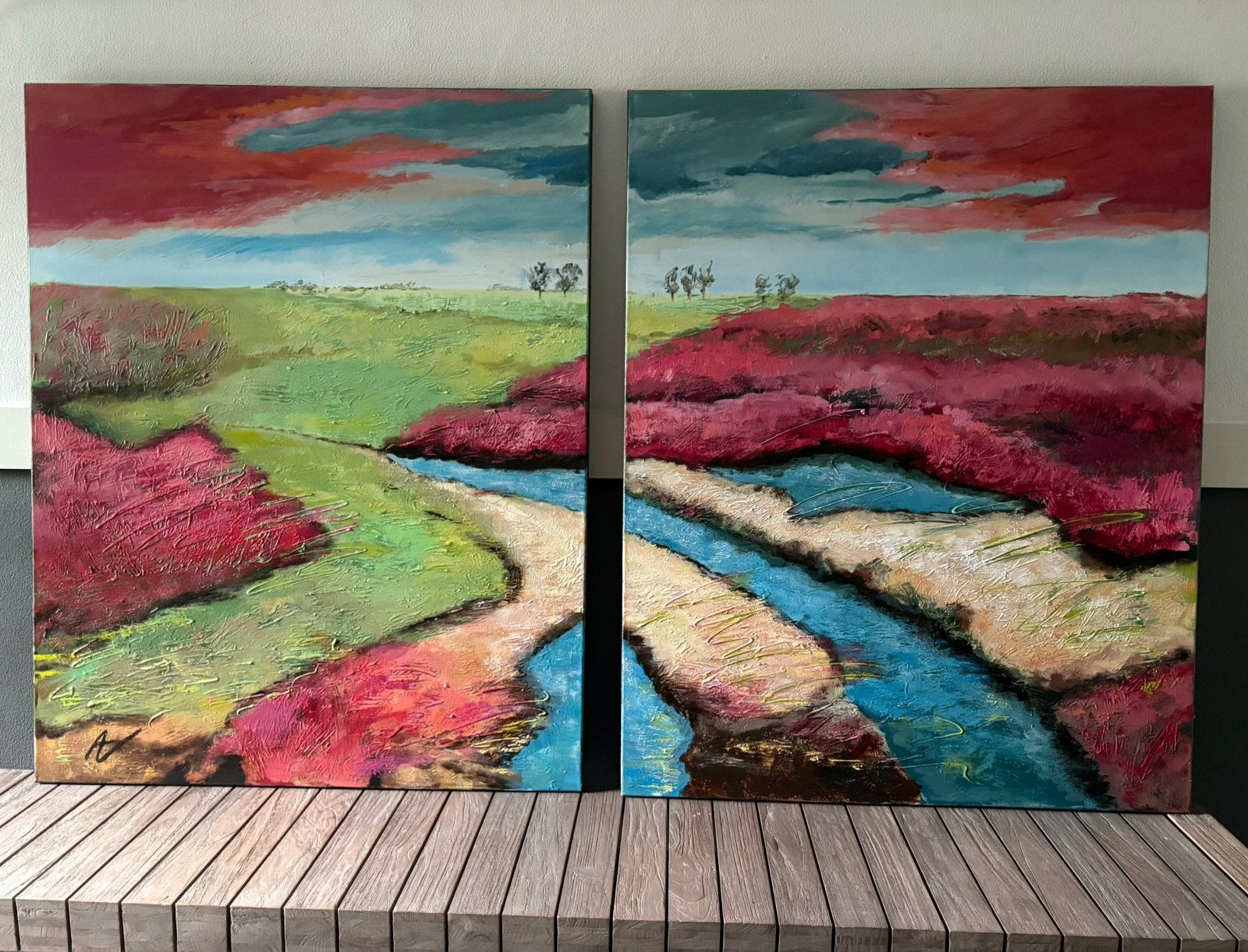 Tweeluik: Kleurrijk Textuur-Landschap, Ophalen