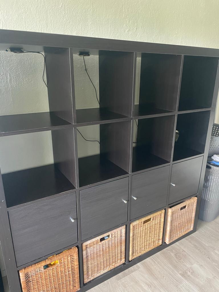 Kallax 4x4 ikea kast met deuren en manden, Ophalen, Zo goed als nieuw, Minder dan 150 cm, Minder dan 100 cm